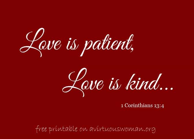 Love is patient, love is kind - free printable | A Virtuous Woman