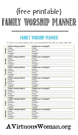 Family Worship Planner {Free Printable} | A Virtuous Woman #familyworship