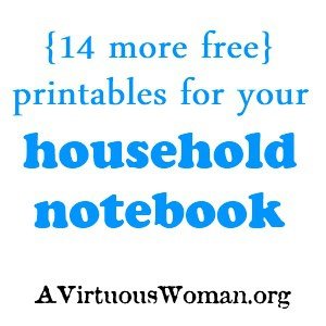 More Free Household Notebook Printables | A Virtuous Woman