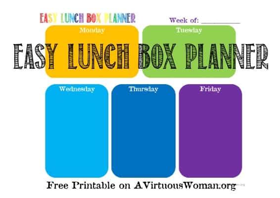 Easy Lunch Box Planner {Free Printable} | A Virtuous Woman #EasyLunchBoxes