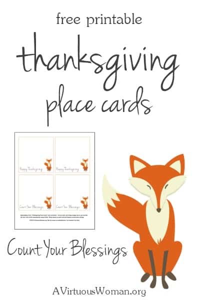 Free Printable Thanksgiving Placecards - these are so sweet! @ AVirtuousWoman.org #thanksgiving