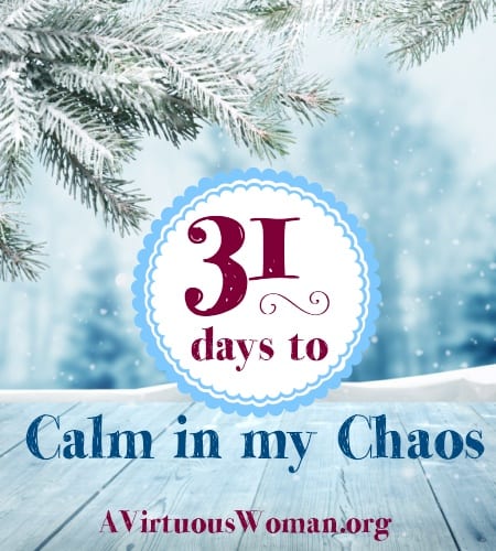 31 Days to Calm in my Chaos {Series} @ AVirtuousWoman.org #getorganized #calminmychaos