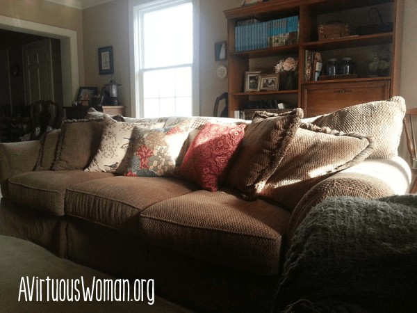 Inexpensive Throw Pillows from Wal_mart {Intentional Homemaking} @ AVirtuousWoman.org