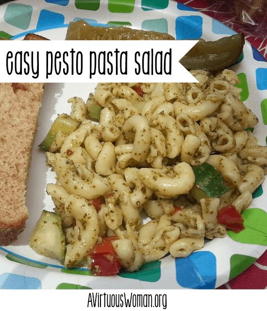 Easy Pesto Pasta Salad @ AVirtuousWoman.org