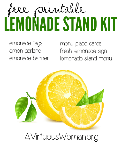 Printable Lemonade Stand Kit @ AVirtuousWoman.org