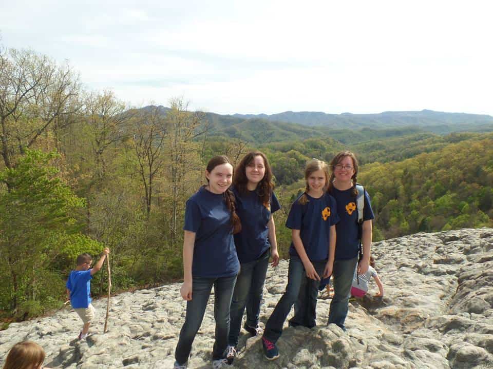 Me and my three youngest girls at the top of Knobby Rock in Harlan County KY.