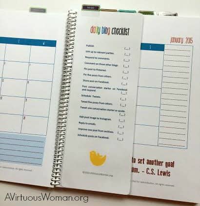 Free Blog Planner Daily Checklist @ AVirtuousWoman.org #blogging