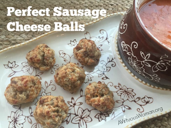 Perfect Sausage Cheese Balls {with a vegetarian option} @ AVirtuousWoman.org