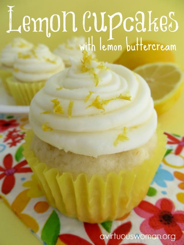 Lemon Cupcakes with Lemon Buttercream Frosting @ AVirtuousWoman.org