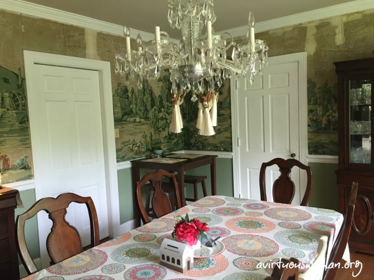 Vintage Wallpaper - Dining Room Tour @ AVirtuousWoman.org
