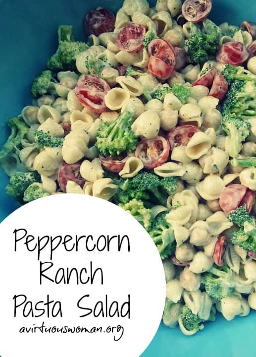 Peppercorn Ranch Pasta Salad @ AVirtuousWoman.org