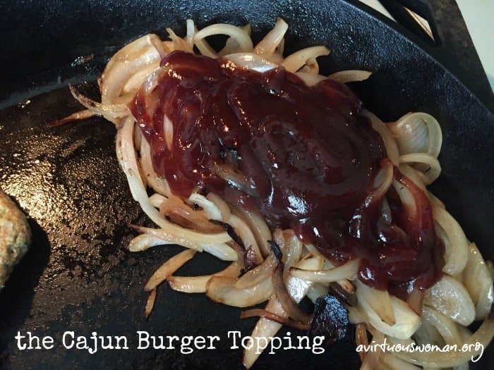 This Cajun Burger Topping is so simple and tastes amazing!! @ AVirtuousWoman.org