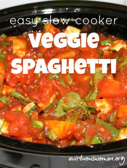 Easy Slow Cooker Veggie Spaghetti @ AVirtuousWoman.org