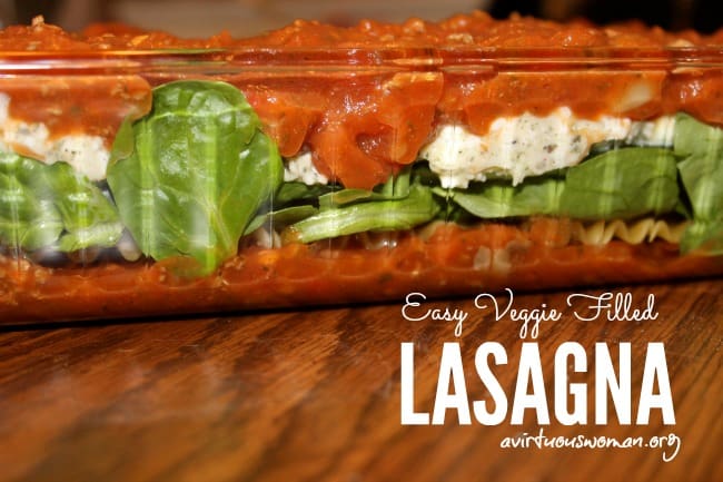 Easy Veggie Filled Lasagna @ AVirtuousWoman.org