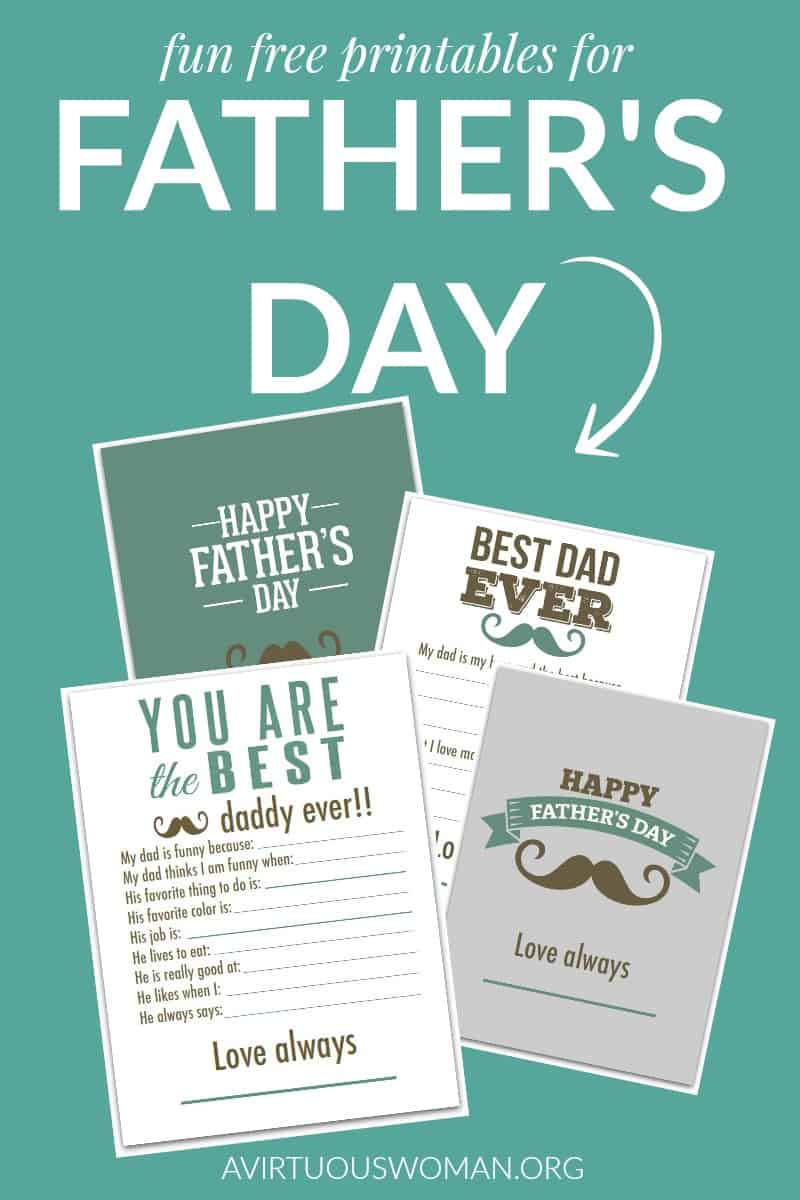 Free Printabls for Father's Day @ AVirtuousWoman.org