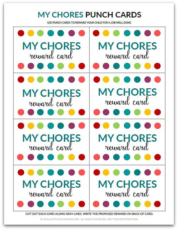 Chores Punch Card from AVirtuousWoman.org