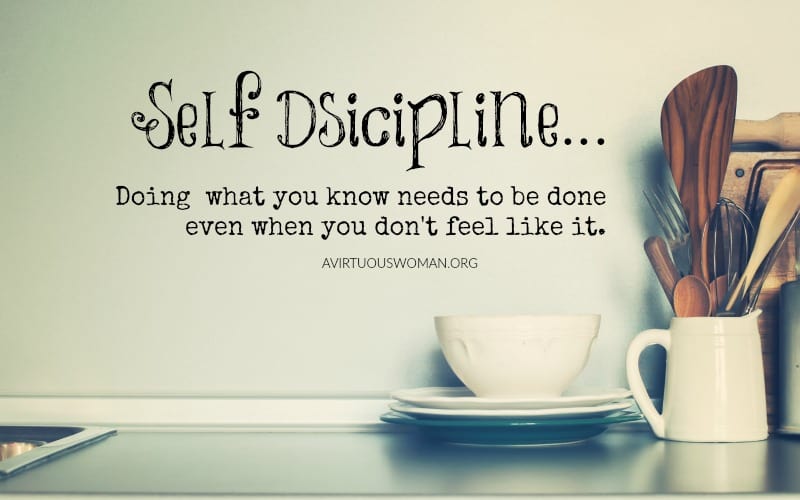 Self-disciple means doing what you know needs to be done even when you don't feel like it. {A Time to Clean: 30 Day Challenge} @ AVirtuousWoman.org