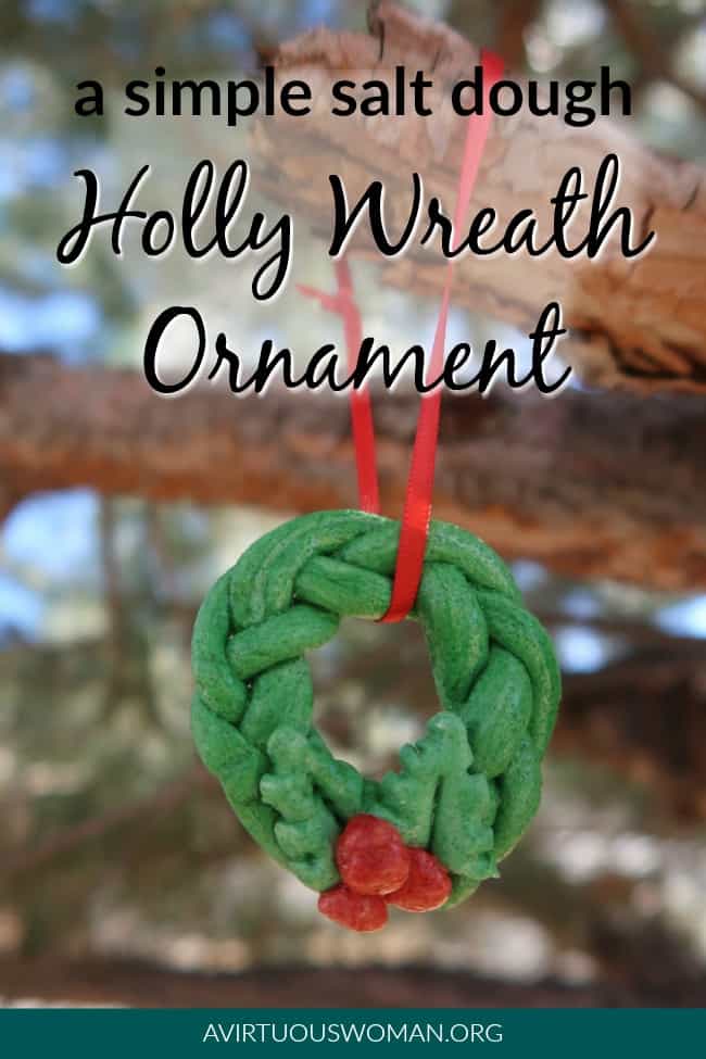 Salt Dough Holly Wreath Ornament @ AVirtuousWoman.org