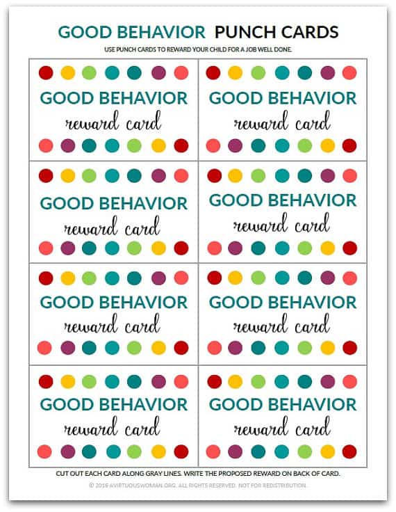 Good Behavior Punch Cards @ AVirtuousWoman.org