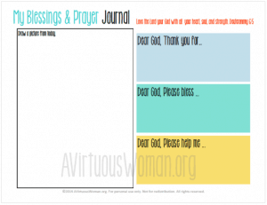 Free Printable Blessings and Prayer Journal for Kids - A Virtuous Woman