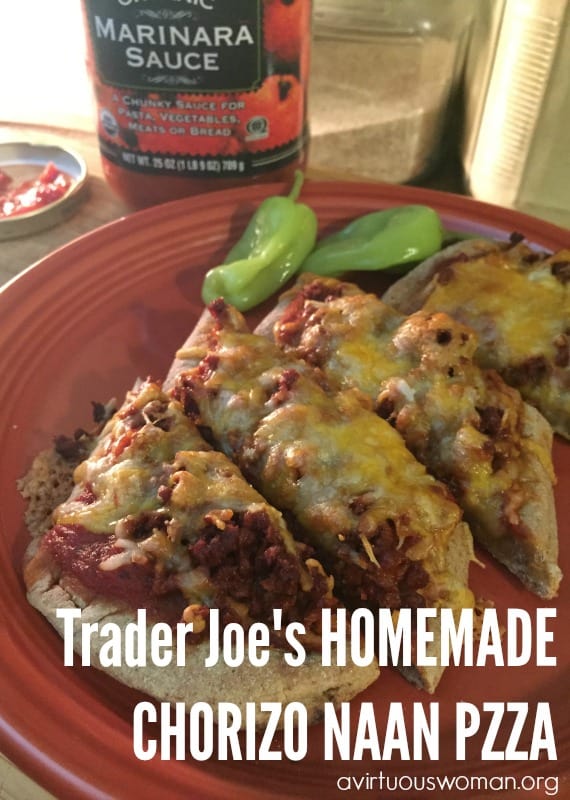 Trader Joe's Homemade Chorizo Naan Pizza by A Virtous Woman