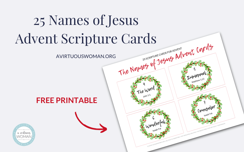 25 Names of Jesus Advent Cards @ AVirtuousWoman.org