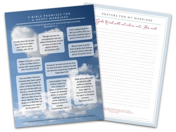 9 Bible Verses for a Happy Marriage | Free Printable @ AVirtuousWoman.org