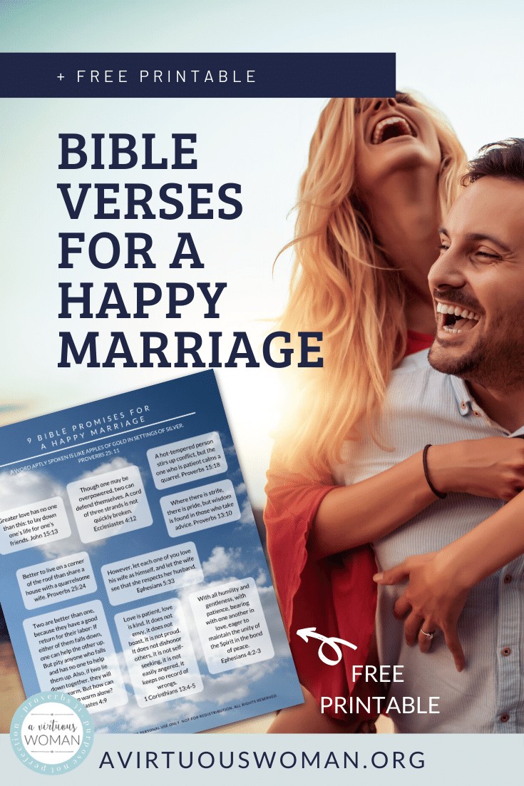 9 Bible Verses for a Happy Marriage | Free Printable @ AVirtuousWoman.org