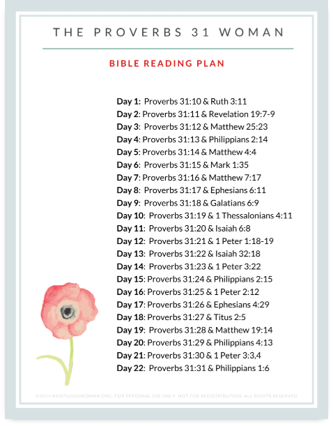 Proverbs 31 Scripture Reading Plan @ AVirtuousWoman.org