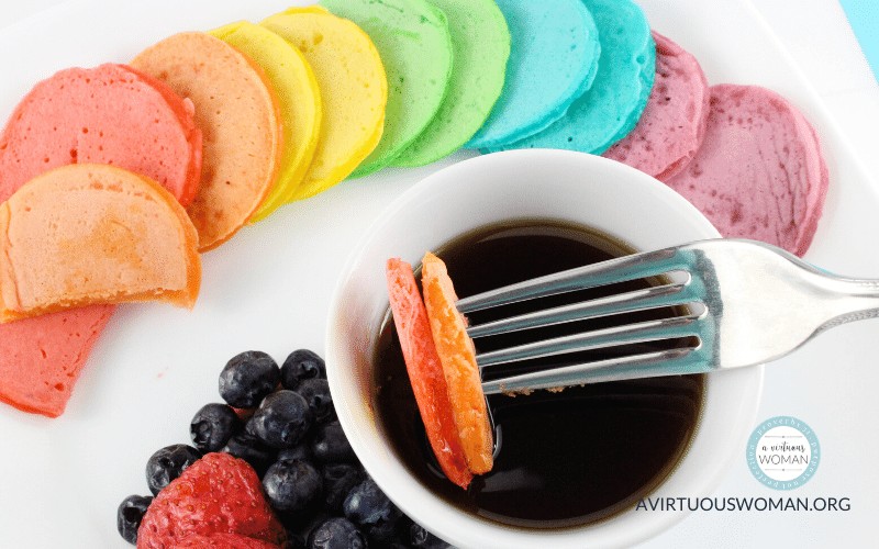 Rainbow Pancakes Recipe @ AVirtuouswoman.org