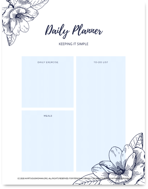 Keeping it Simple Daily Planner @ AVirtuousWoman.org