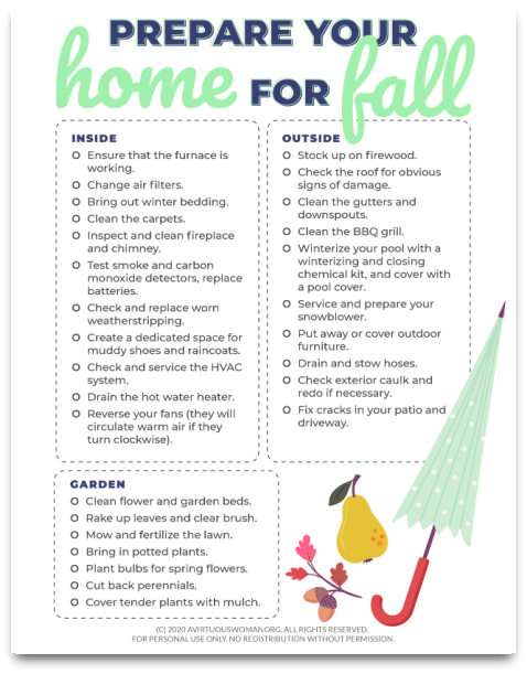 Prepare Your Home for Fall Checklist @ AVirtuousWoman.org