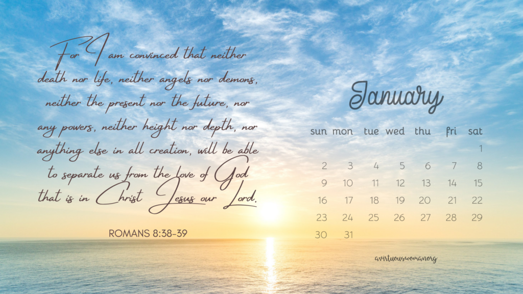 January Desktop Wallpaper Calendar @ AVirtuousWoman.org