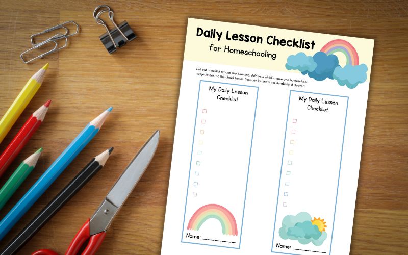 Free Printable Daily Homeschool Lesson Checklist @ AVirtuousWoman.org