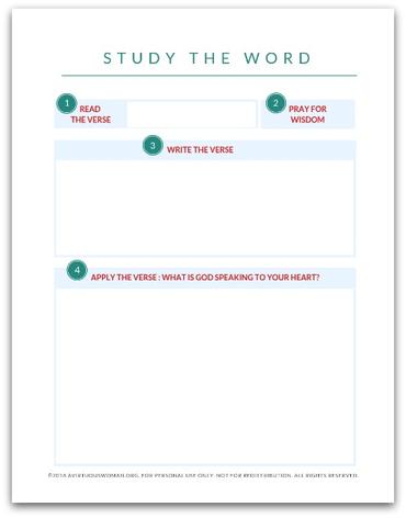 Getting in God's Word | Study the Word Worksheets @ AVirtuousWoman.org