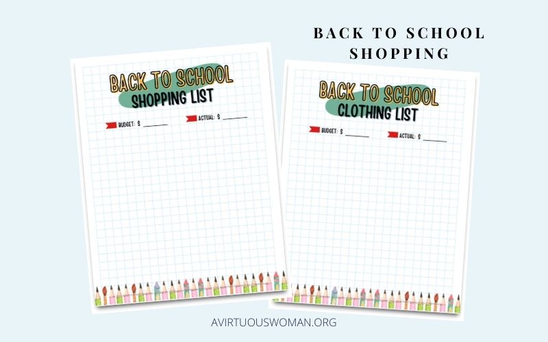 Back to School Shopping List @ AVirtuousWoman.org